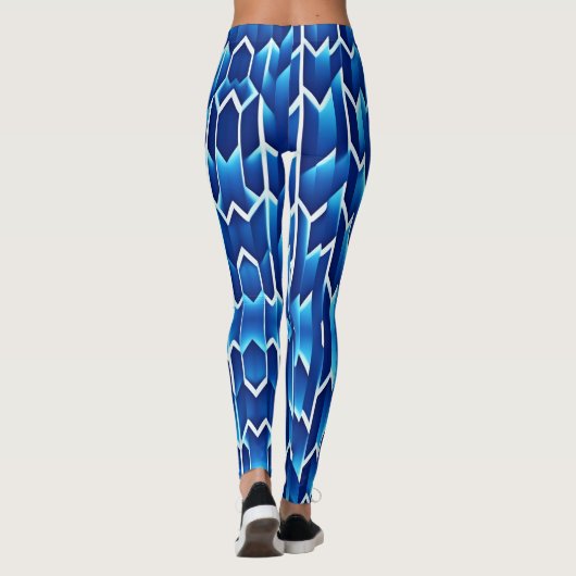 Blauwe pijlen en lijnen geometrisch patroon leggings (Achterkant)