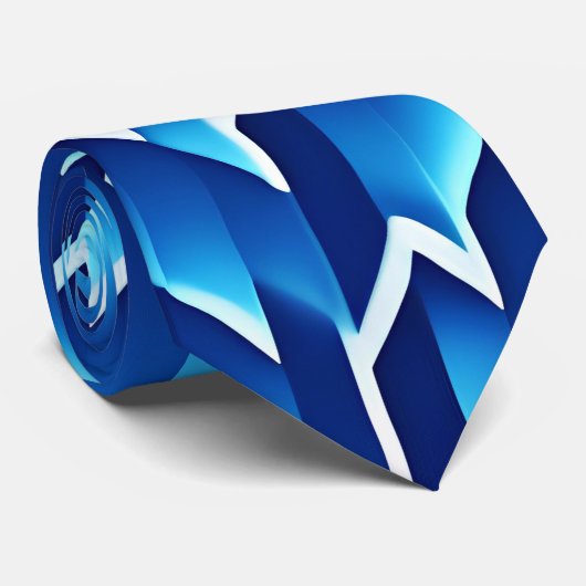Blauwe pijlen en lijnen geometrisch patroon stropdas (Opgerold)