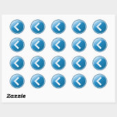 Blauwe Pijlknop - Links Ronde Sticker (Vel)