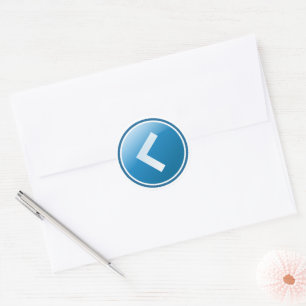 Blauwe Pijlknop - Links Ronde Sticker