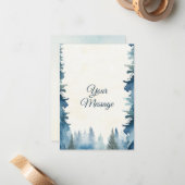 Blauwe pijnbomen uw bericht vakantie  notitiekaartje (Voorkant / Achterkant in situ)