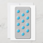 Blauwe pillen in een pakketuitnodigingen kaart (Voorkant)