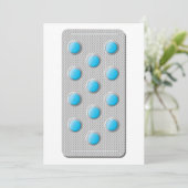 Blauwe pillen in een pakketuitnodigingen kaart (Staand voorkant)