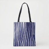 Blauwe pin streep geometrische patroon Canvas tas (Voorkant)