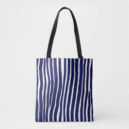 Blauwe pin streep geometrische patroon Canvas tas
