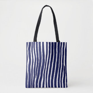 Blauwe pin streep geometrische patroon Canvas tas