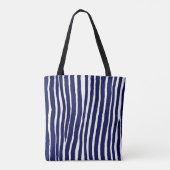 Blauwe pin streep geometrische patroon Canvas tas (Achterkant)