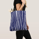 Blauwe pin streep geometrische patroon Canvas tas (Dichtbij)