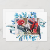 Blauwe pine boomtak Foto Merry Kerstmis (Voorkant / Achterkant)