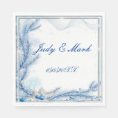 Blauwe Pine Winter Kerstmis Bruiloft Papier Servet (Voorkant)