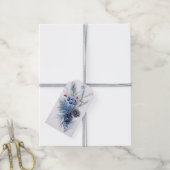 Blauwe Pinecone, Berkentakken, Blauwe Sprigs Cadeaulabel (Met Touw)