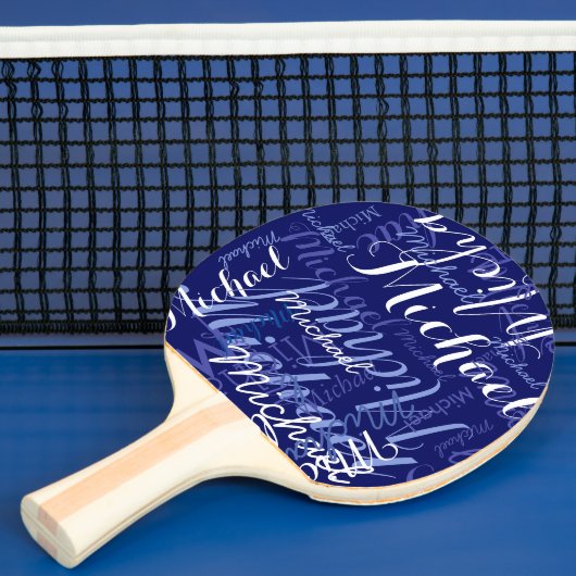 Blauwe pingpong-peddels met naam tafeltennisbatje (Insitu)