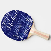 Blauwe pingpong-peddels met naam tafeltennisbatje (Zijkant)