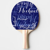 Blauwe pingpong-peddels met naam tafeltennisbatje (Voorkant)