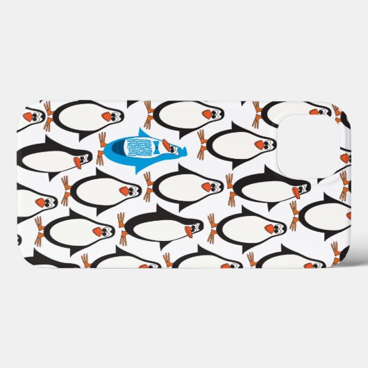 Blauwe pinguïn Case-Mate iPhone case (Achterkant (horizontaal))