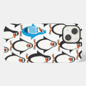 Blauwe pinguïn iPhone hoesje (Achterkant horizontaal)