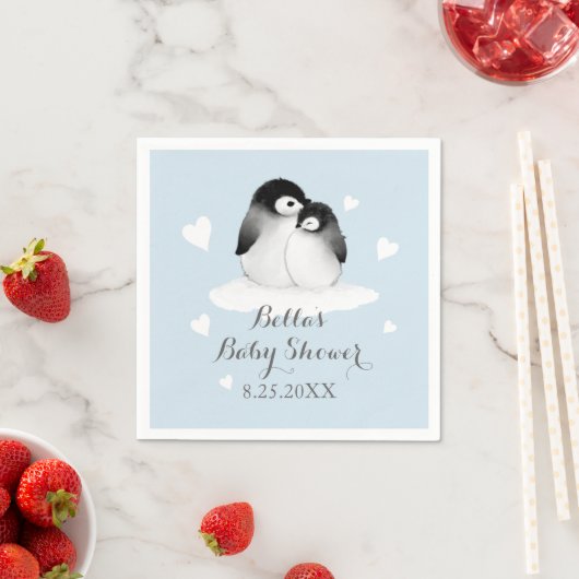 Blauwe pinguïn papieren servetten (Insitu)