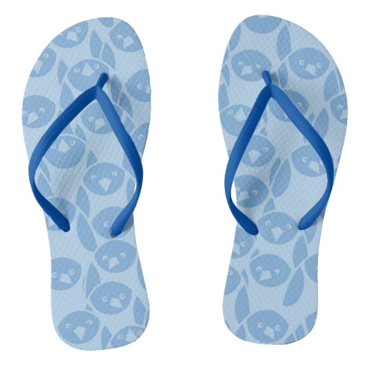 Blauwe pinguïnpatroonachtergrond teenslippers (Voetbed)