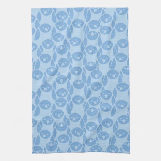 Blauwe pinguïnpatroonachtergrond theedoek (Verticaal)