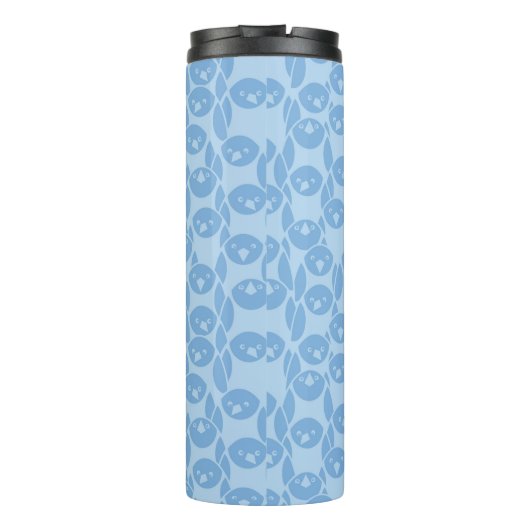 Blauwe pinguïnpatroonachtergrond thermosbeker (Achterkant)