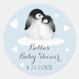 Blauwe pinguïns Baby shower Stickers
