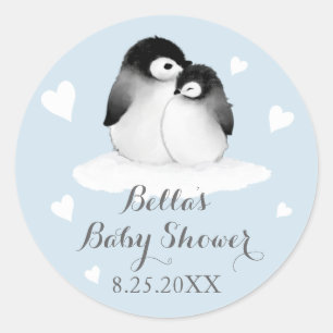 Blauwe pinguïns Baby shower Stickers