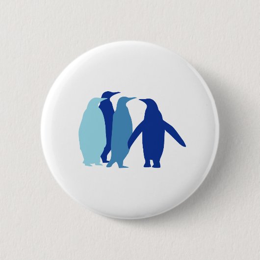 Blauwe pinguïns ronde button 5,7 cm (Voorkant)