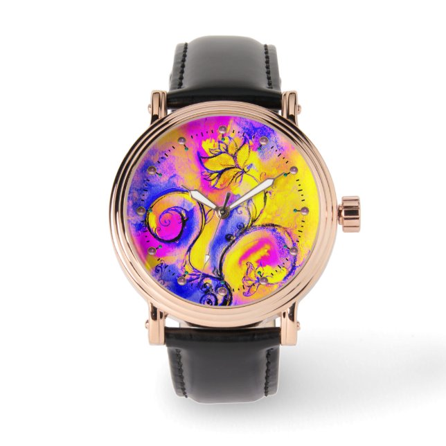 BLAUWE PINKGEEL WEEFSELS HORLOGE (Voorkant)