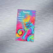 BLAUWE PINKGEEL WEEFSELS VISITEKAARTJE MAGNEET (Voorbeeld)