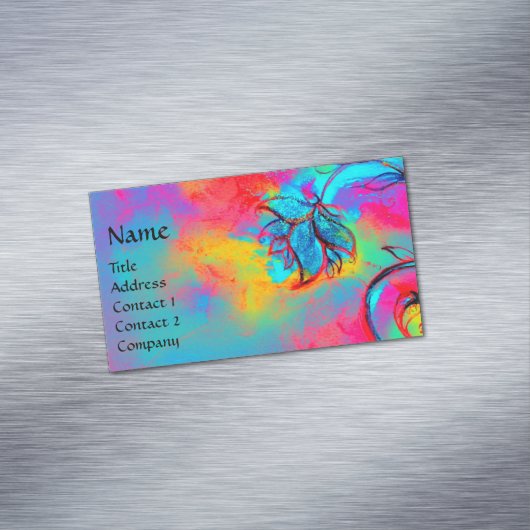 BLAUWE PINKGEEL WEEFSELS VISITEKAARTJE MAGNEET (Voorbeeld)