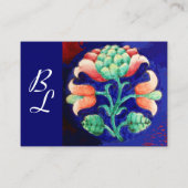 BLAUWE PINKGROENSTROOM, FLORAAL DECOR-MONOGRAM VISITEKAARTJE (Achterkant)