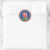 BLAUWE PINKROSE IN BLAUWE PSYCHEDELIC CIRCLS RONDE STICKER (Tas)