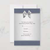 Blauwe Pinstripe Blauw Zilver Baby Boy Douche RSVP (Achterkant)