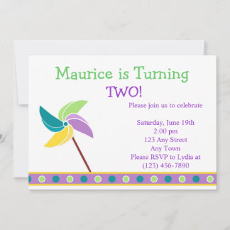 Blauwe pinwieluitnodiging kaart