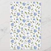 Blauwe Pioen Bloem Bruiloft Diner Menu (Achterkant)