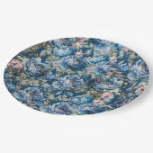 Blauwe pioen bloemmotief  bloementuin papieren bordje (Gekanteld)