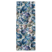 Blauwe pioen bloemmotief Happy Moederdag Wijn Cadeautas (Achterkant)