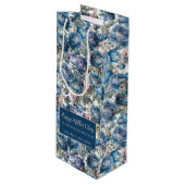 Blauwe pioen bloemmotief Happy Moederdag Wijn Cadeautas (Voorkant Gekanteld)