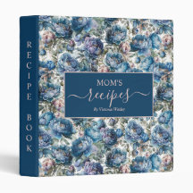 Blauwe pioen bloemmotief Moeder recepten boek