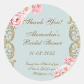 Blauwe Pioen Christelijke Bruidsdouche Bedankt Ronde Sticker (Voorkant)