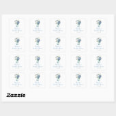 Blauwe Pioen Mason Jar Bruidsdouche Vierkante Sticker (Vel)