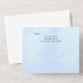 Blauwe Pioen op Blauw All In One Uitnodiging (Achterkant)