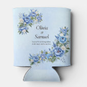 Blauwe pioen op blauw blikjeskoeler (Achterkant)