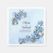 Blauwe Pioen op Blauwe Cocktail Servet (Voorkant)