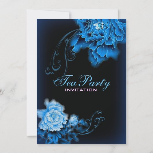 blauwe pioen voorjaar bloemen Bruids Tea Party Kaart (Voorkant)