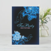 blauwe pioen voorjaar bloemen Bruids Tea Party Kaart (Staand voorkant)