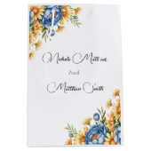 Blauwe pioenen geel daisy bruiloft medium cadeauzakje (Voorkant)