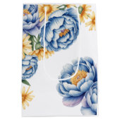 Blauwe pioenen geel daisy bruiloft medium cadeauzakje (Achterkant)