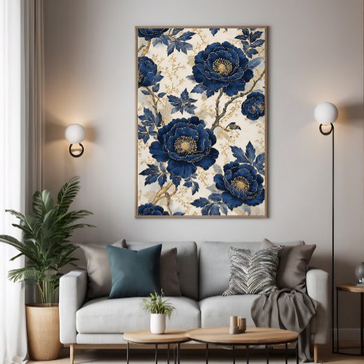 Blauwe Pioenrozen Canvas Afdruk