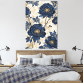 Blauwe Pioenrozen Canvas Afdruk (Insitu (Slaapkamer))